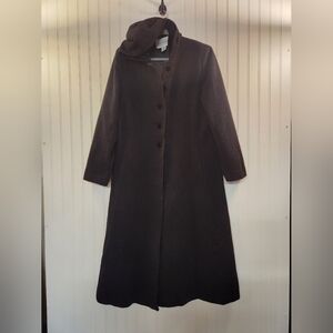 Vintage JG Hook Women's Black 100% Wool Coat Velvet Lined Hood Size 10 Tall Warm